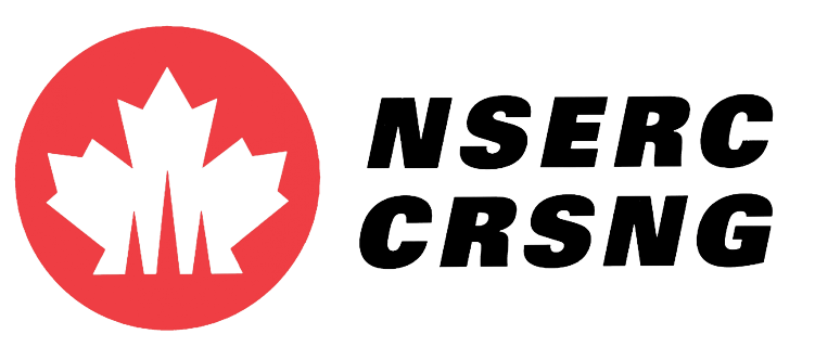 NSERC CRSNG logo with red dot with maple leaf inside
